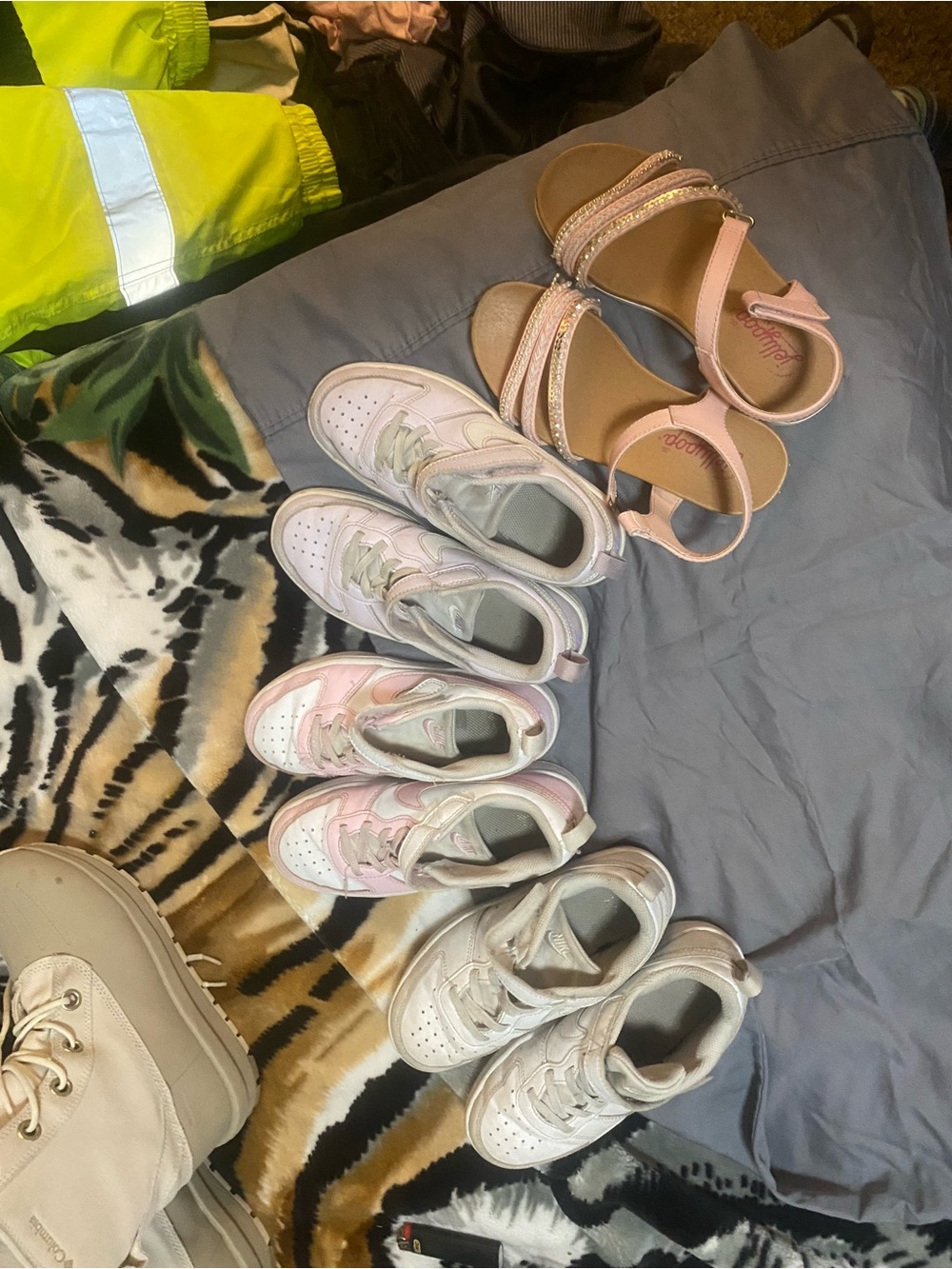 Nike Kids White and Pink Athletic Sneakers and Sandals Set